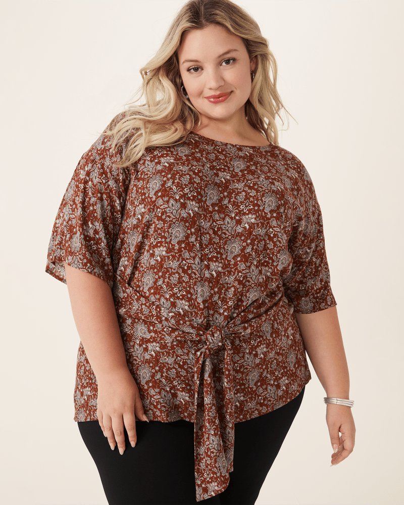 Front of plus size Kara Tie-Front Top by Molly&Isadora | Dia&Co | dia_product_style_image_id:175442